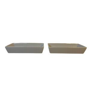 Crate & Barrel Set-2 White Porcelain Rectangular Bowls 7.25"x3.5"x1.25 VHTF
